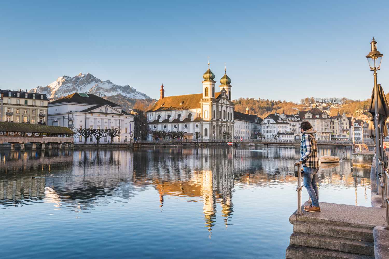 The Reuss River in Lucerne, Switzerland.