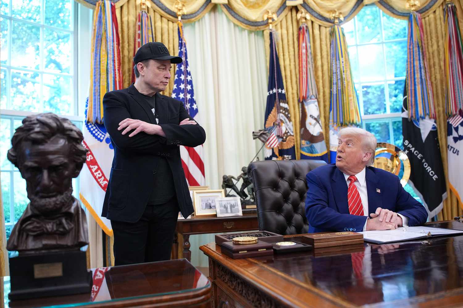 Elon Musk and President Donald Trump in the Oval Office