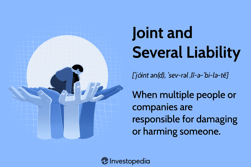 Joint and Several Liability: When multiple people or companies are responsible for damaging or harming someone.