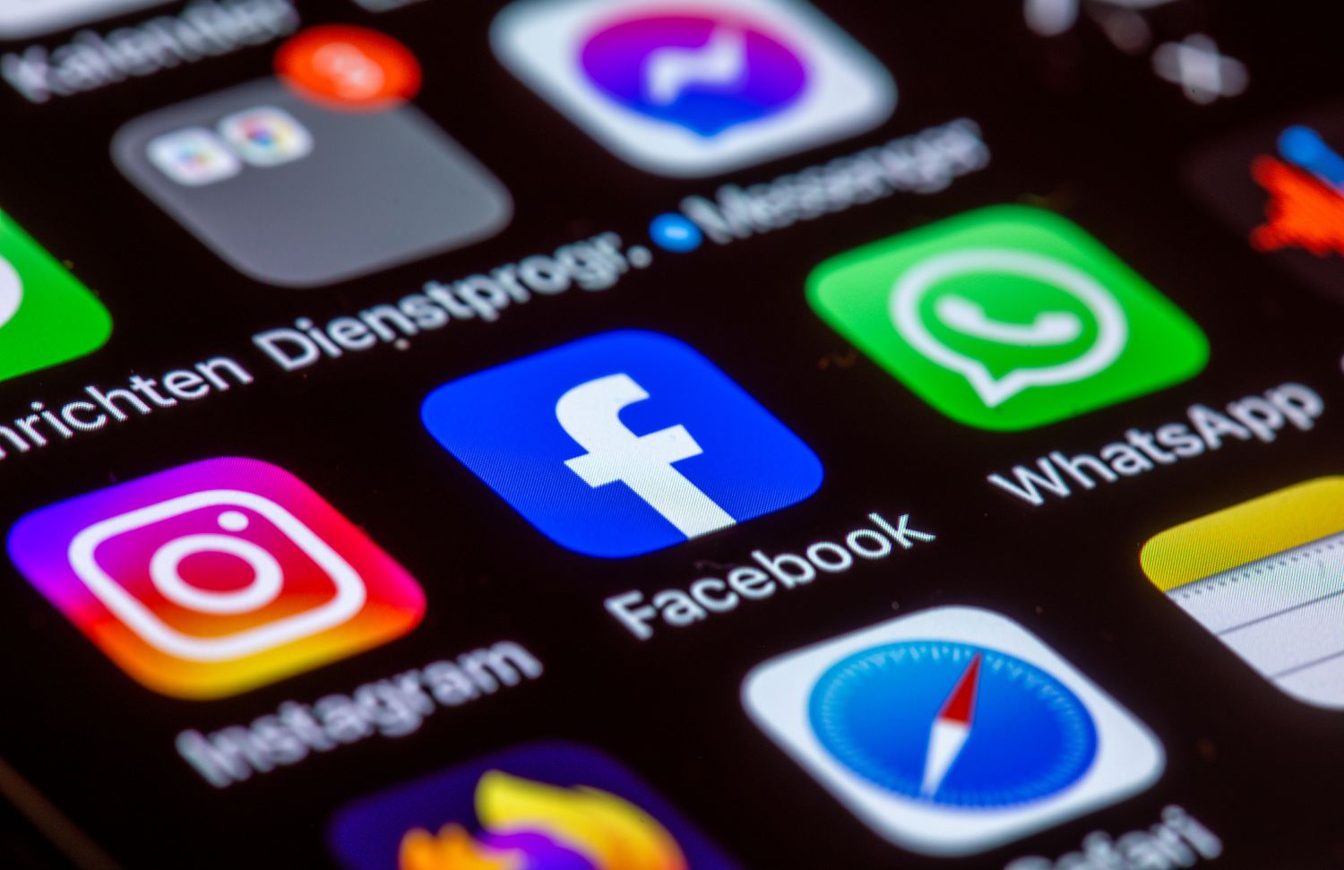 Instagram, Facebook and WhatsApp apps 