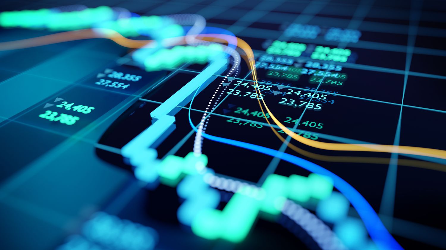 Close up of a stock market graph