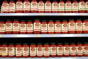 Jars of Rao's brand pasta sauce on a store's shelves