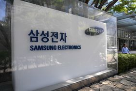 Samsung Electronics displayed outside the company's Seocho building in Seoul