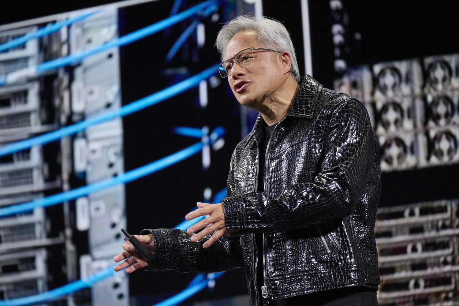 Jensen Huang, co-founder and chief executive officer of Nvidia Corp., speaks during the 2025 CES event in Las Vegas, Nevada, US, on Monday, Jan. 6, 2025. 
