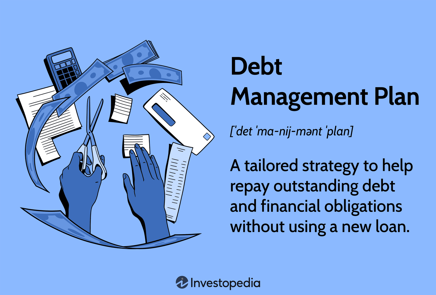 Debt Management Plan: A tailored strategy to help repay outstanding debt and financial obligations without using a new loan.