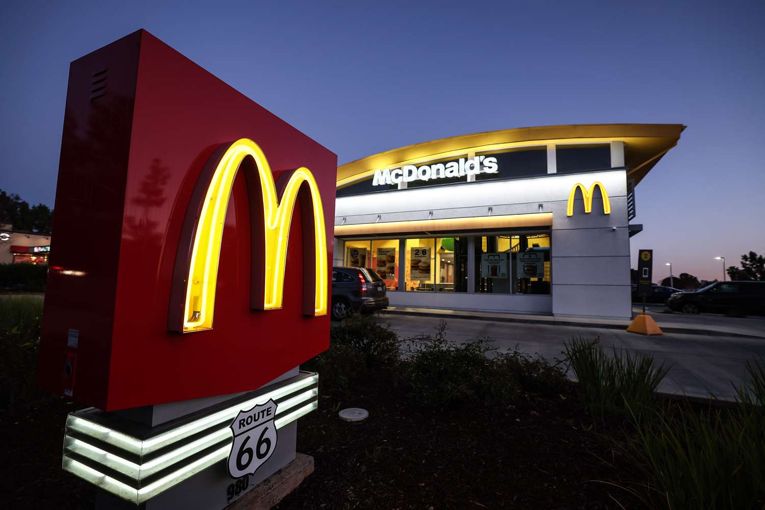 Exterior of McDonald's restaurant in Azusa, California.