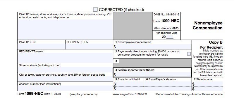IRS 1099-NEC Form 2022