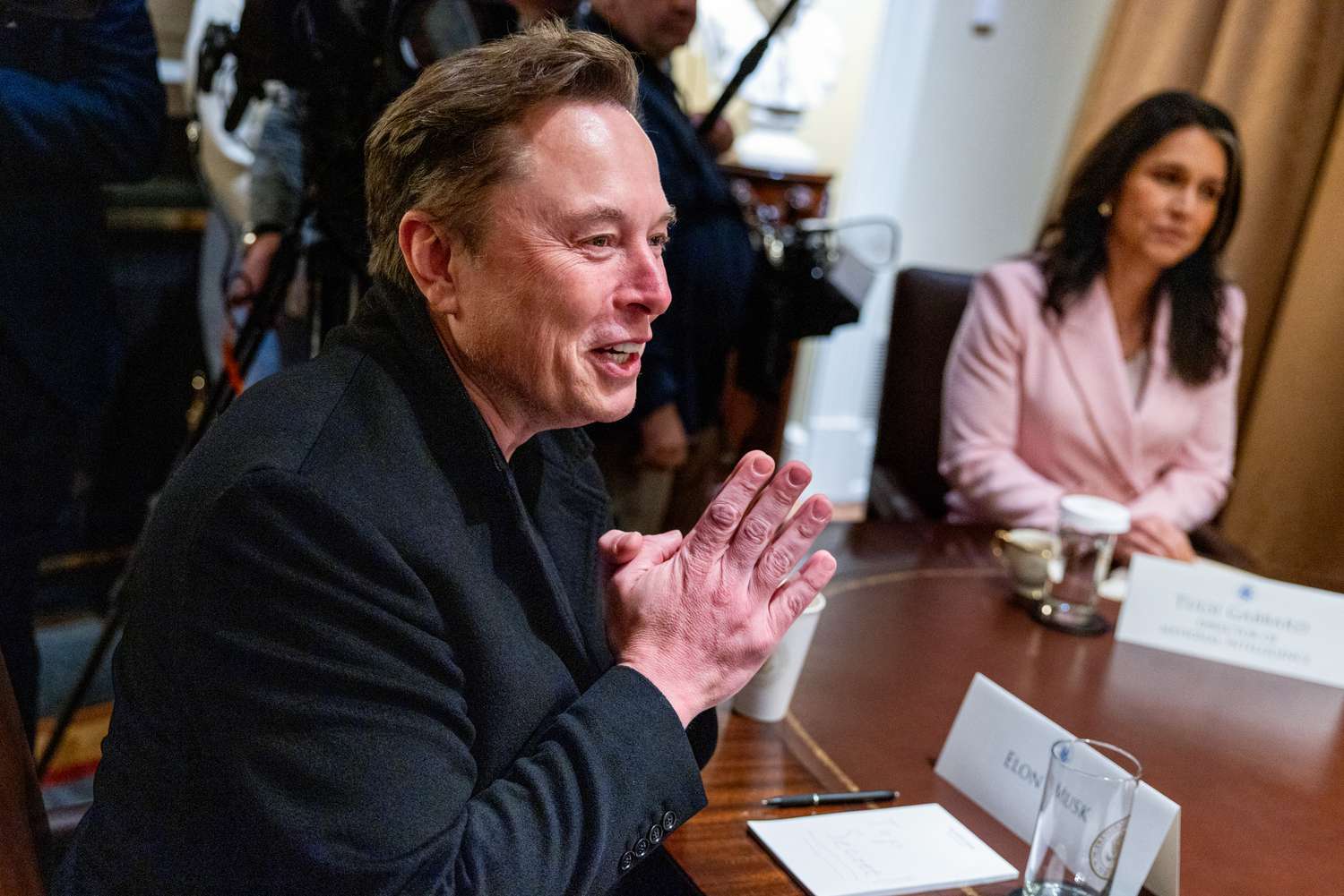 Tesla CEO Elon Musk during a cabinet meeting at the White House on April 10, 2025.