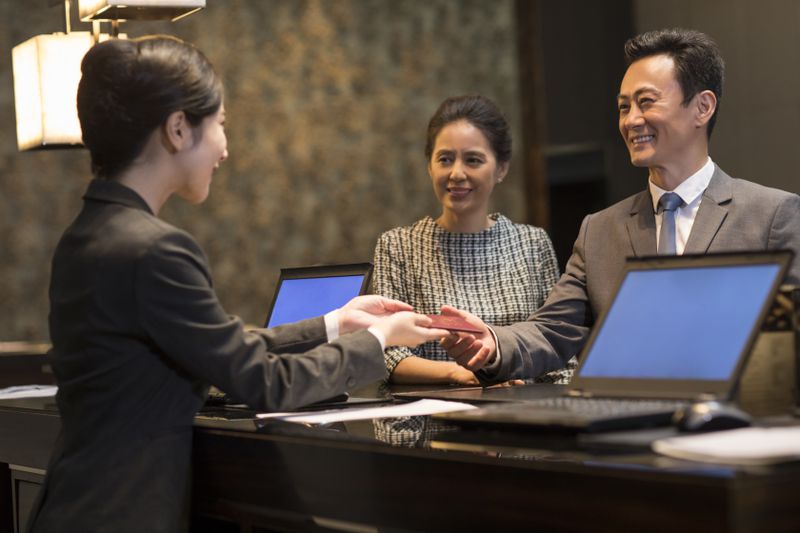 VIP guests checking in at a hotel