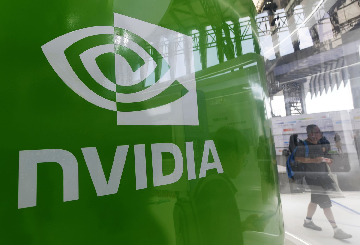An Nvidia sign at an event in Shanghai in September. 