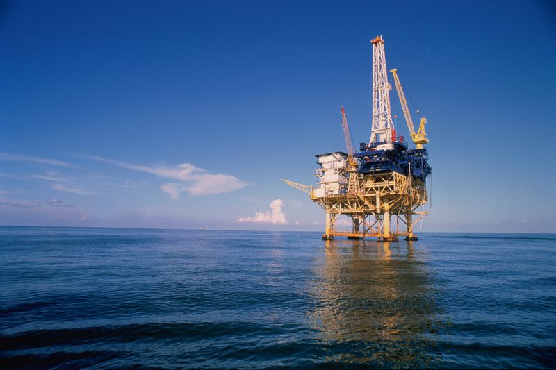 The topside of an offshore oil rig in the Gulf of Mexico.