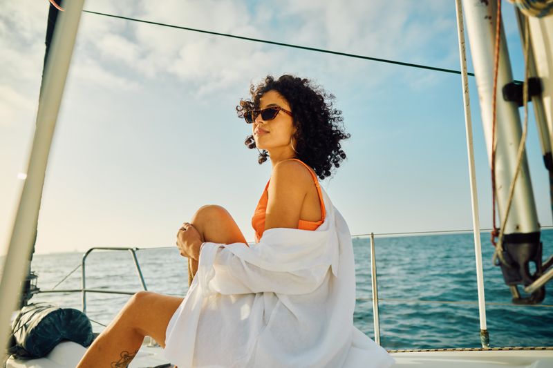 Woman on yacht