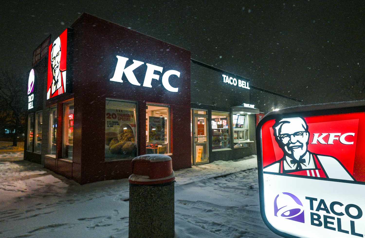 KFC and Taco Bell restaurants in Edmonton, Alberta, Canada. 