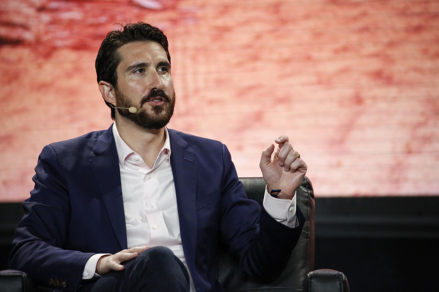 Marco Santori, Chief Legal Officer of Kraken Digital Asset Exchange, reacts during the Bitcoin 2022 Conference at Miami Beach Convention Center on April 8.
