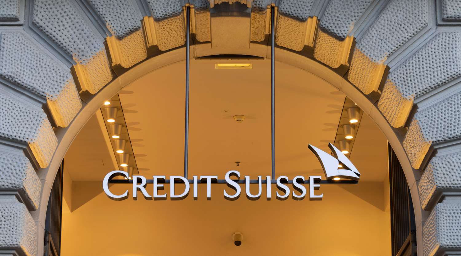 Credit Suisse bank sign at global headquarters of Swiss bank in Zurich, Switzerland