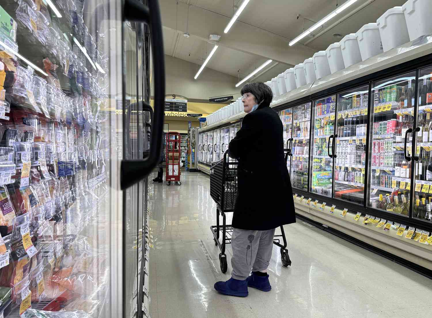 A customer shops for groceries at a grocery store on September 10, 2024 in San Rafael, California.