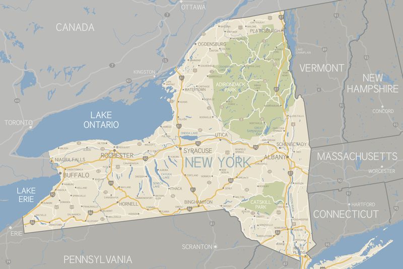 A detailed map of New York State