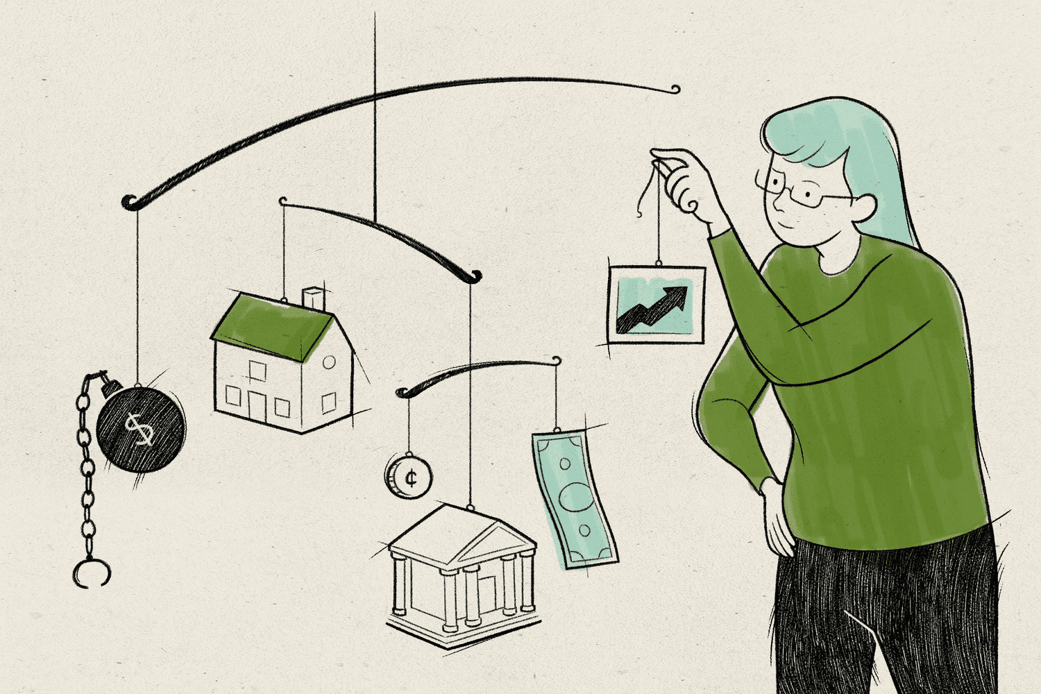 Illustration of a Gen Xer balancing different financial priorities