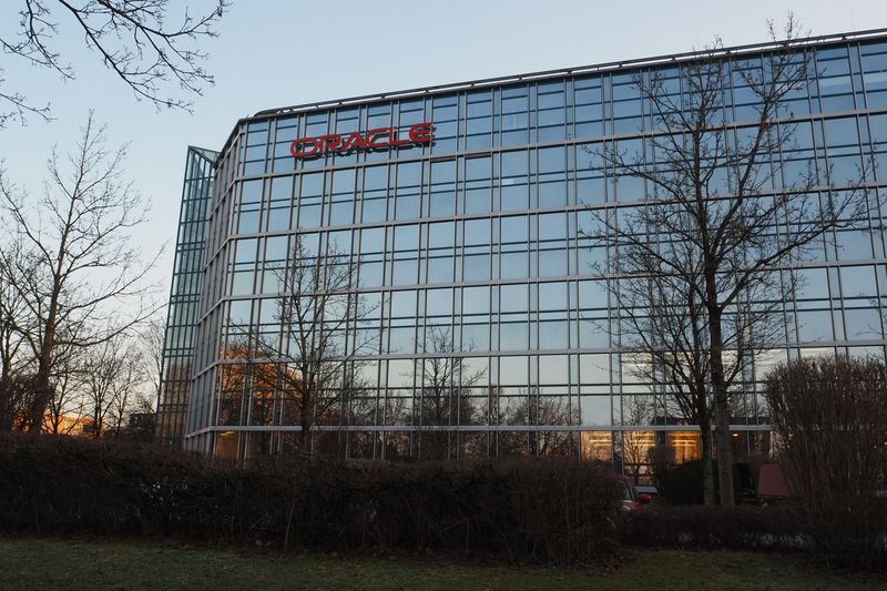 Building exterior showing Oracle logo.