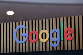 Google signage at World News Media Conference.