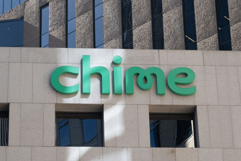 Facade featuring green Chime logo on a light stone building exterior, San Francisco
