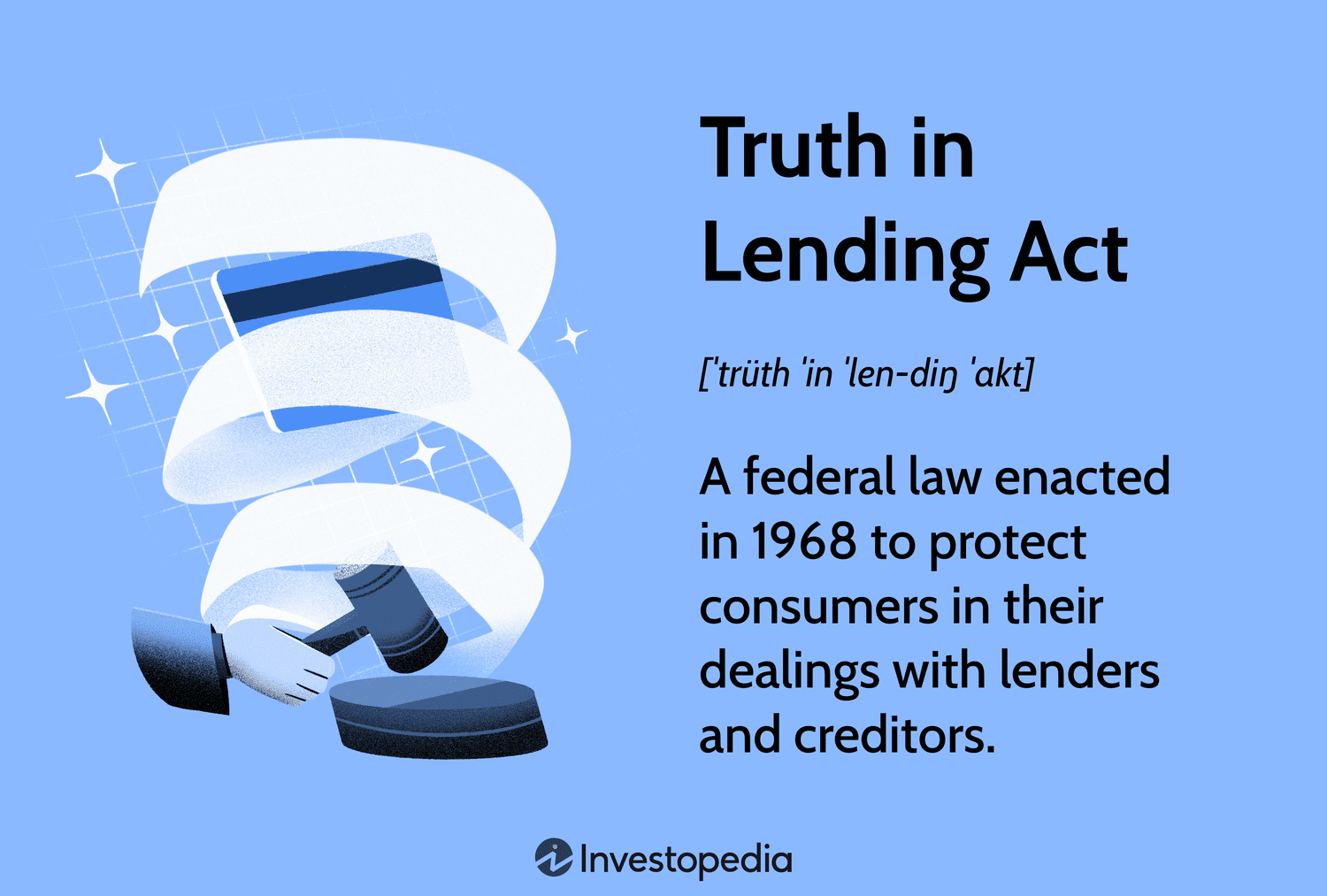 Truth in Lending Act: A federal law enacted in 1968 to protect consumers in their dealings with lenders and creditors.