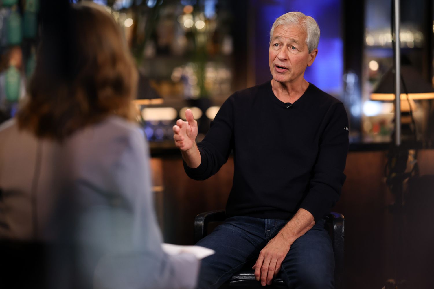 Jamie Dimon, chief executive officer of JPMorgan Chase & Co., during a Bloomberg Television interview in London, UK, on Tuesday, Oct. 8, 2024.