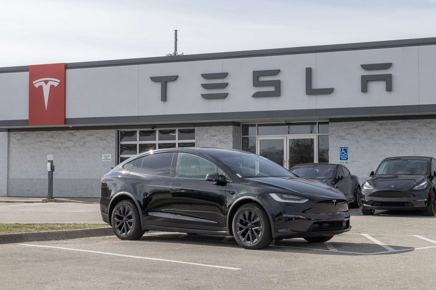 Tesla vehicle in parking lot