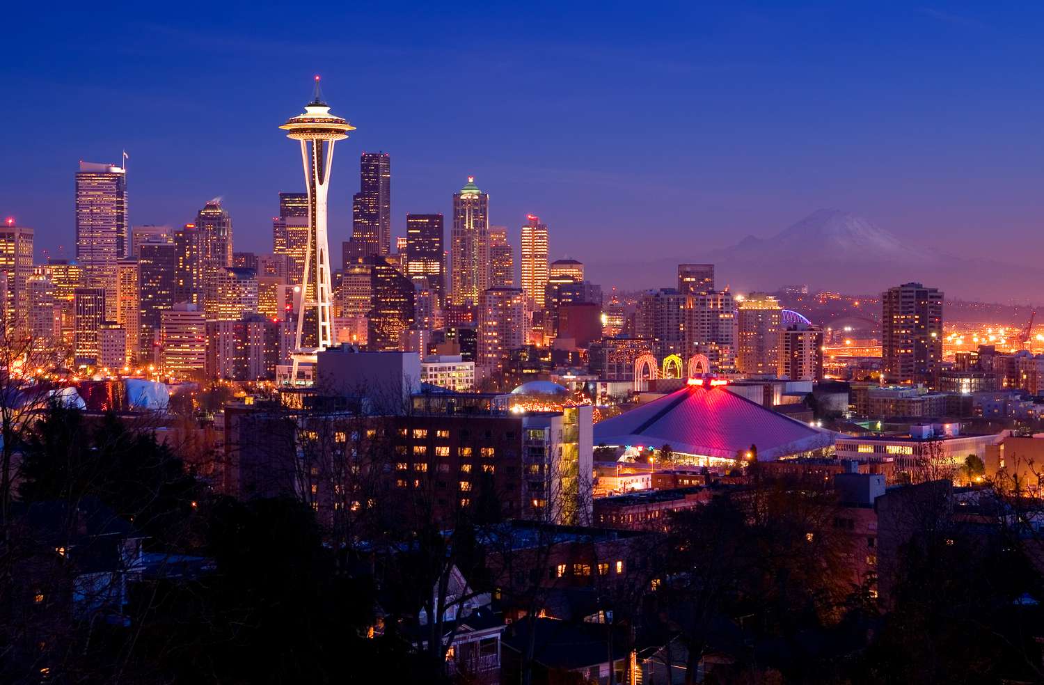 Night time image of Seattle, Washington,