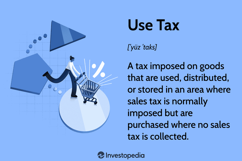 Use Tax: A tax imposed on goods that are used, distributed, or stored in an area where sales tax is normally imposed but are purchased where no sales tax is collected.