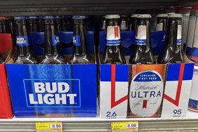 Bottles of Bud Light and Michelob Ultra beers. 