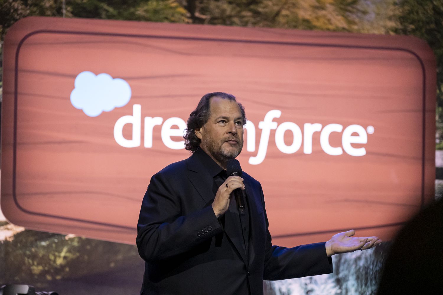 Marc Benioff, chief executive officer of Salesforce Inc., speaks during the 2024 Dreamforce conference in San Francisco, California, US, on Tuesday, Sept. 17, 2024.