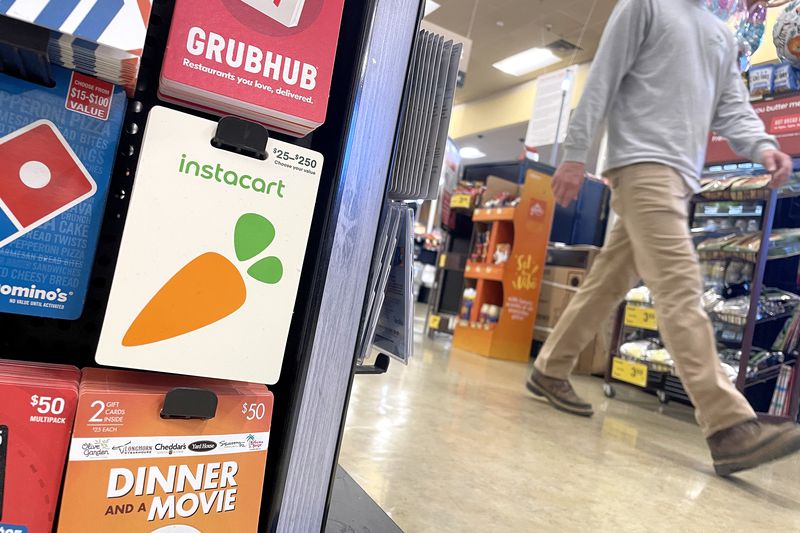 Instacart gift cards displayed at a Safeway store in San Anselmo, California