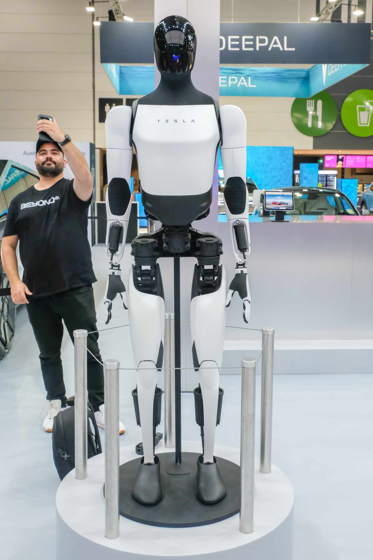 An Optimus robot seen at the Tesla stand during the Melbourne Motor Show on April 4, 2025. 
