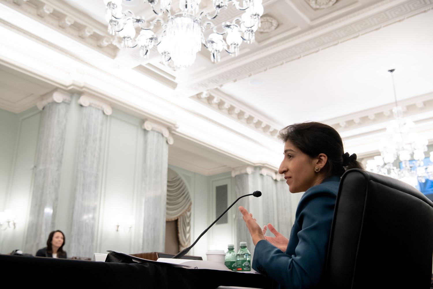 FTC Chair Lina Khan testifying before the Senate