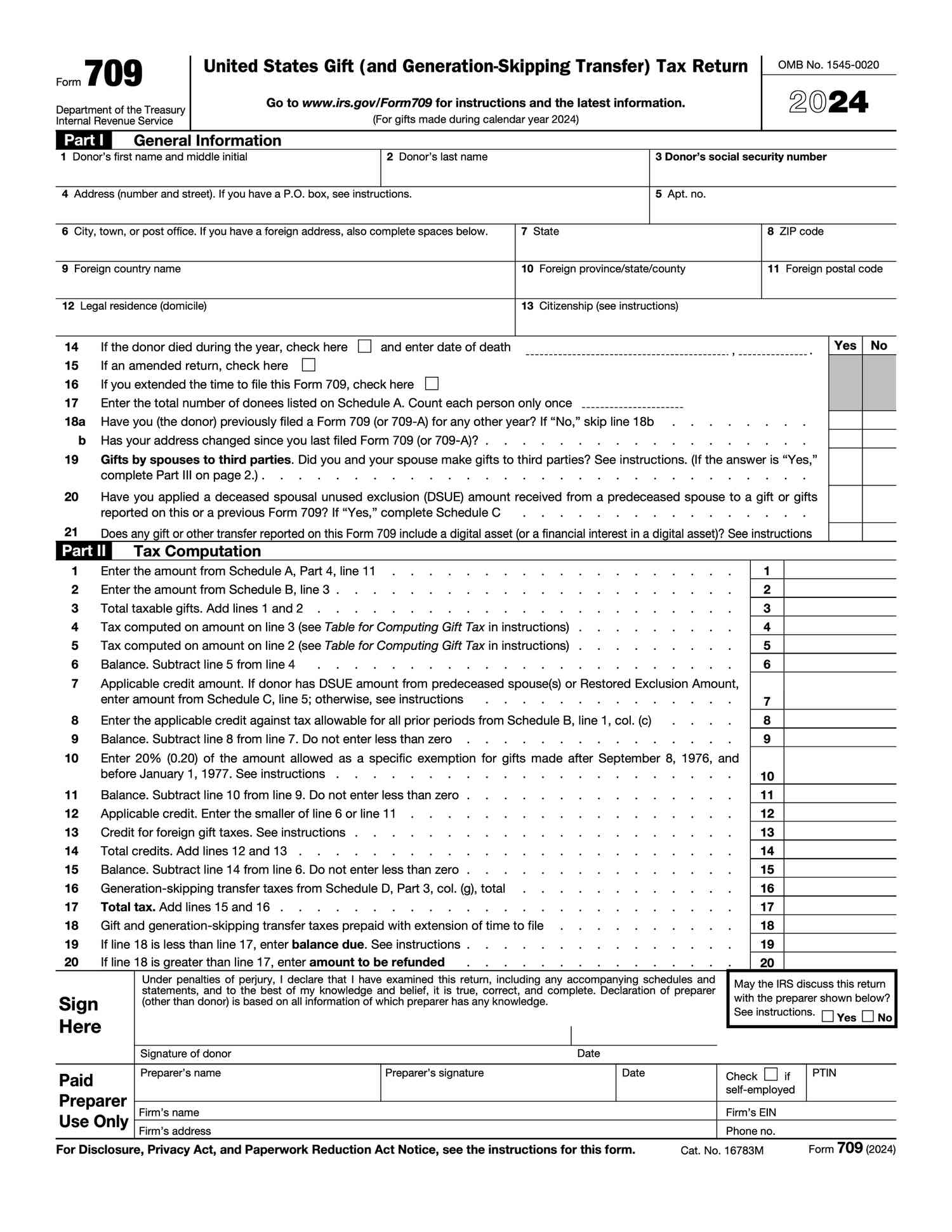 Form 709, 2024
