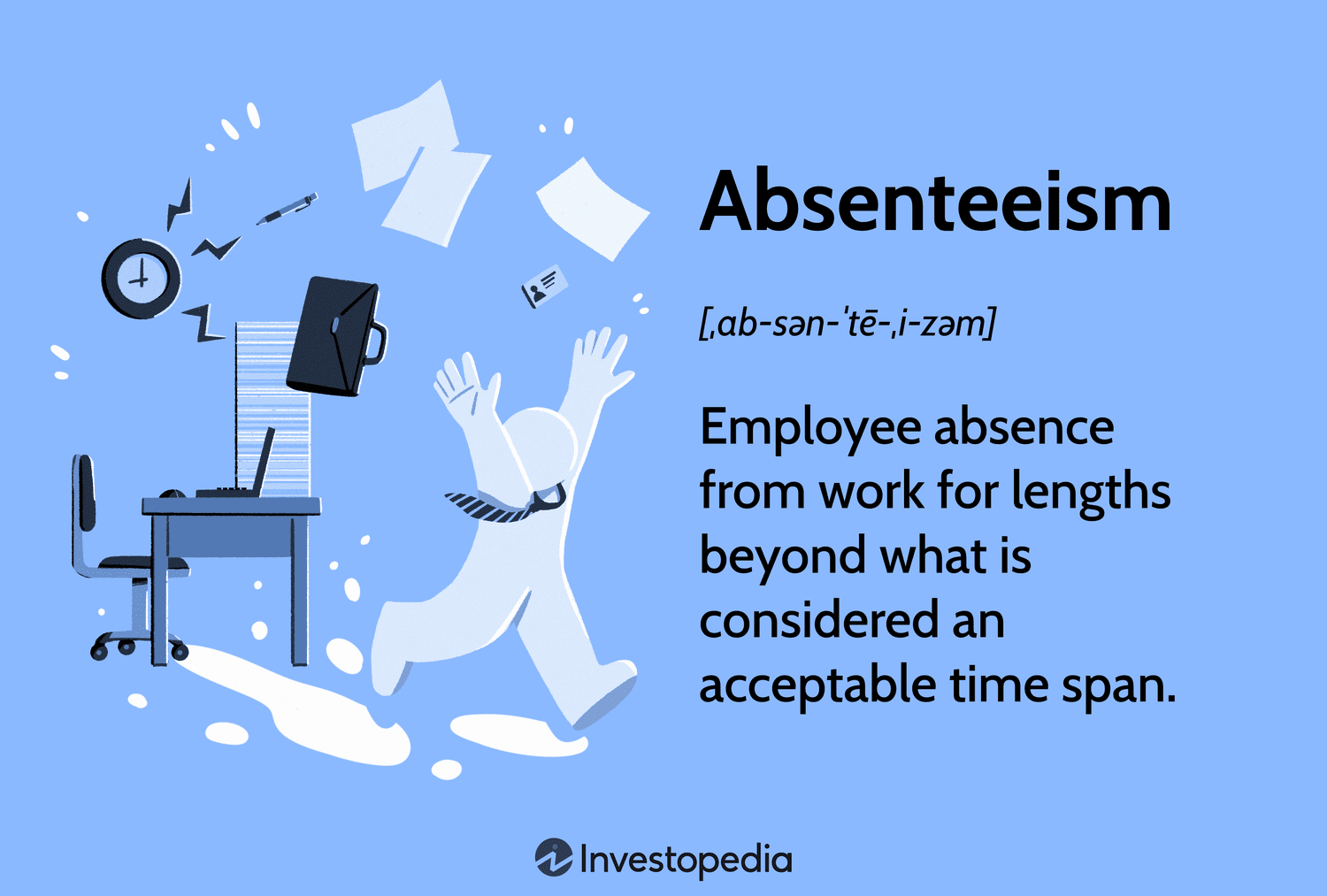 Absenteeism: Employee absence from work for lengths beyond what is considered an acceptable time span.