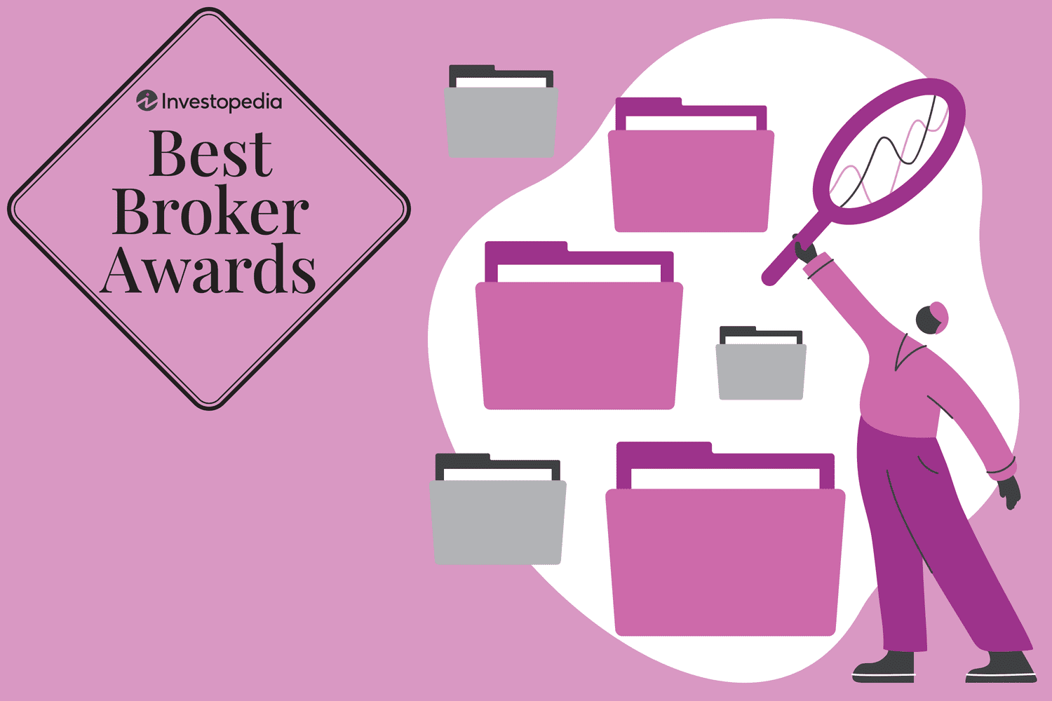 Custom illustration for best broker awards at Investopedia for the best IRA accounts.