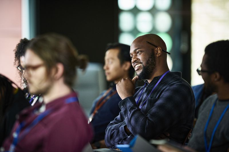 students in MBA program class