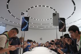 Attendees at Apple's phone-launch event on Monday. 