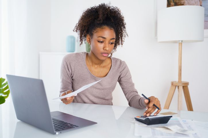 Woman calculating something