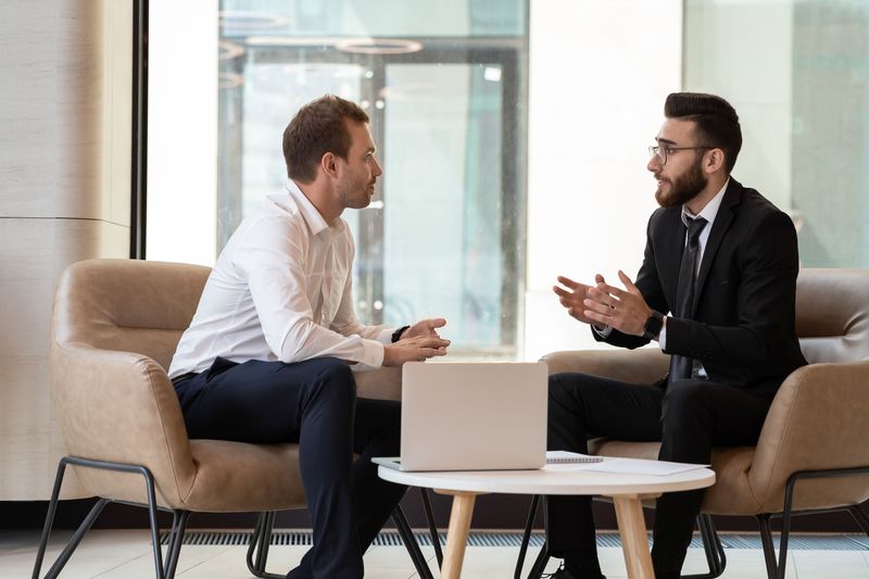 Two men meeting in an office