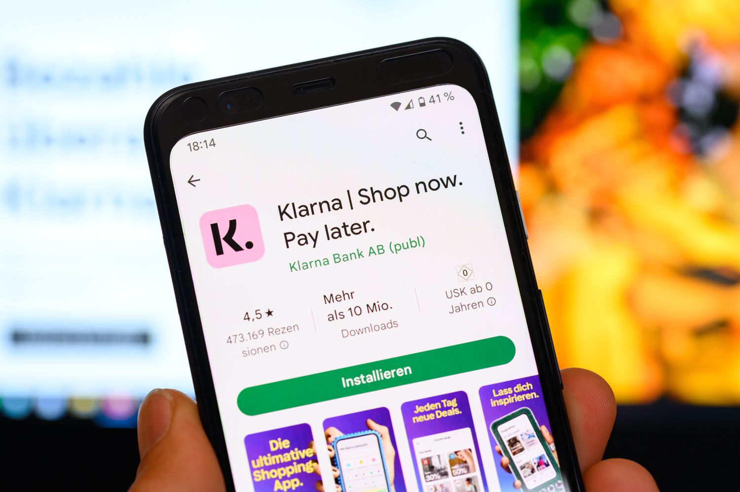 Klarna app interface