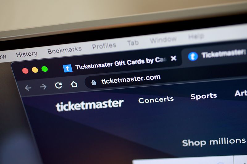 Ticketmaster website close-up on computer screen