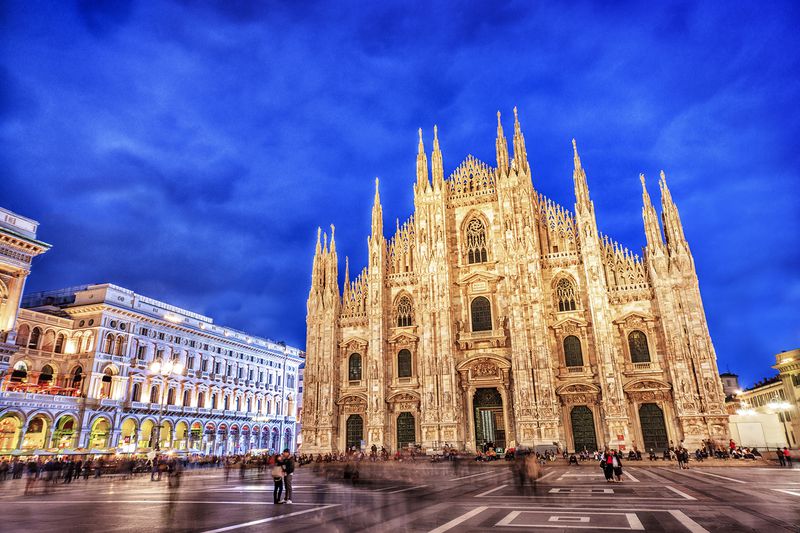Duomo Di Milano and Galleria Vittorio Emanuele at Night, Italy
