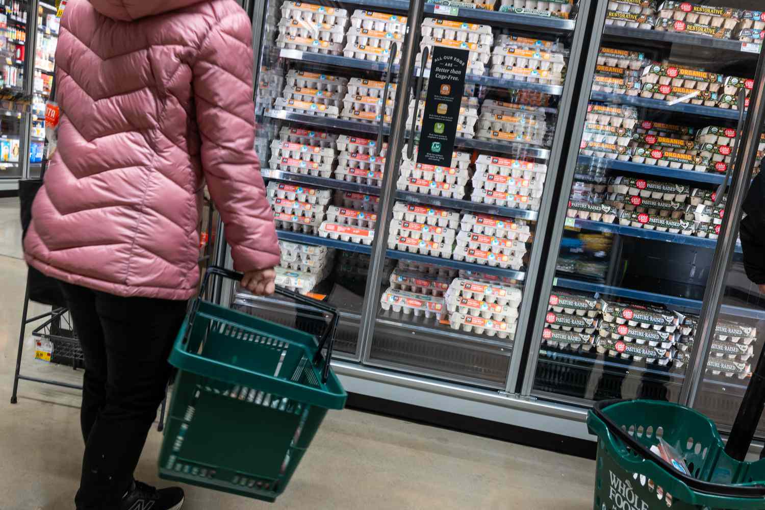 A person shops for eggs at a Whole Foods Market grocery store on December 17, 2024 in New York City.