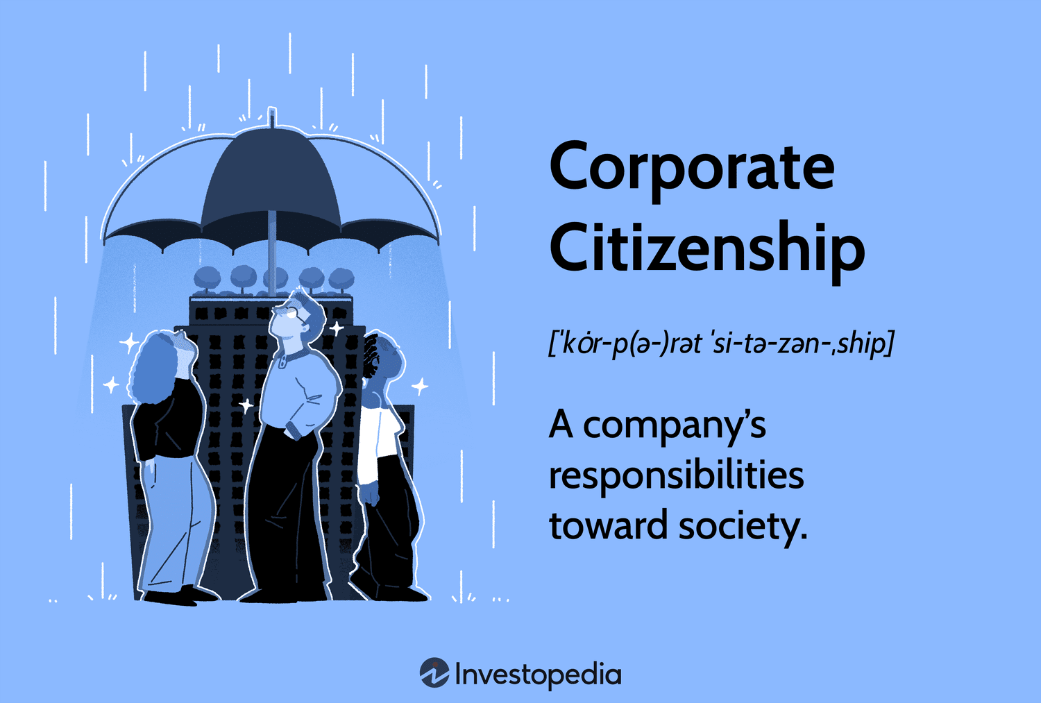 Corporate Citizenship: A companyâs responsibilities toward society.