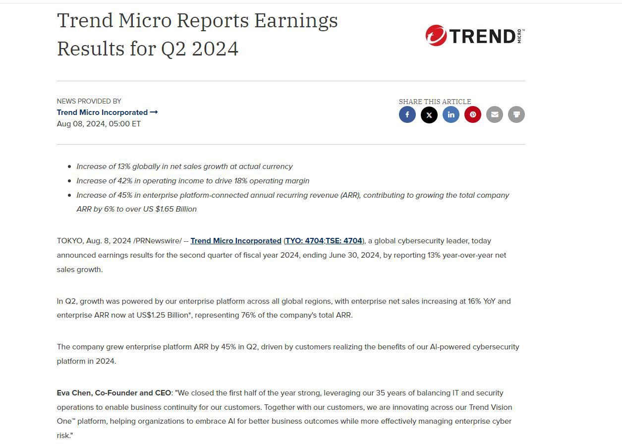 Trend Micro Press Release