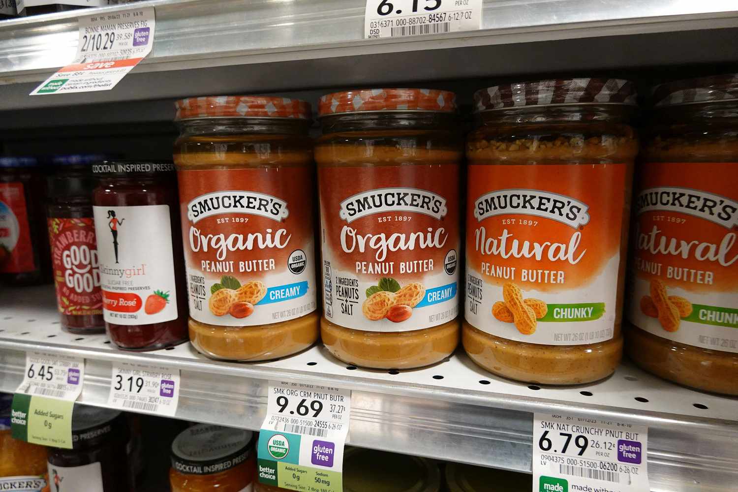 J.M. Smucker products on a grocery store shelf