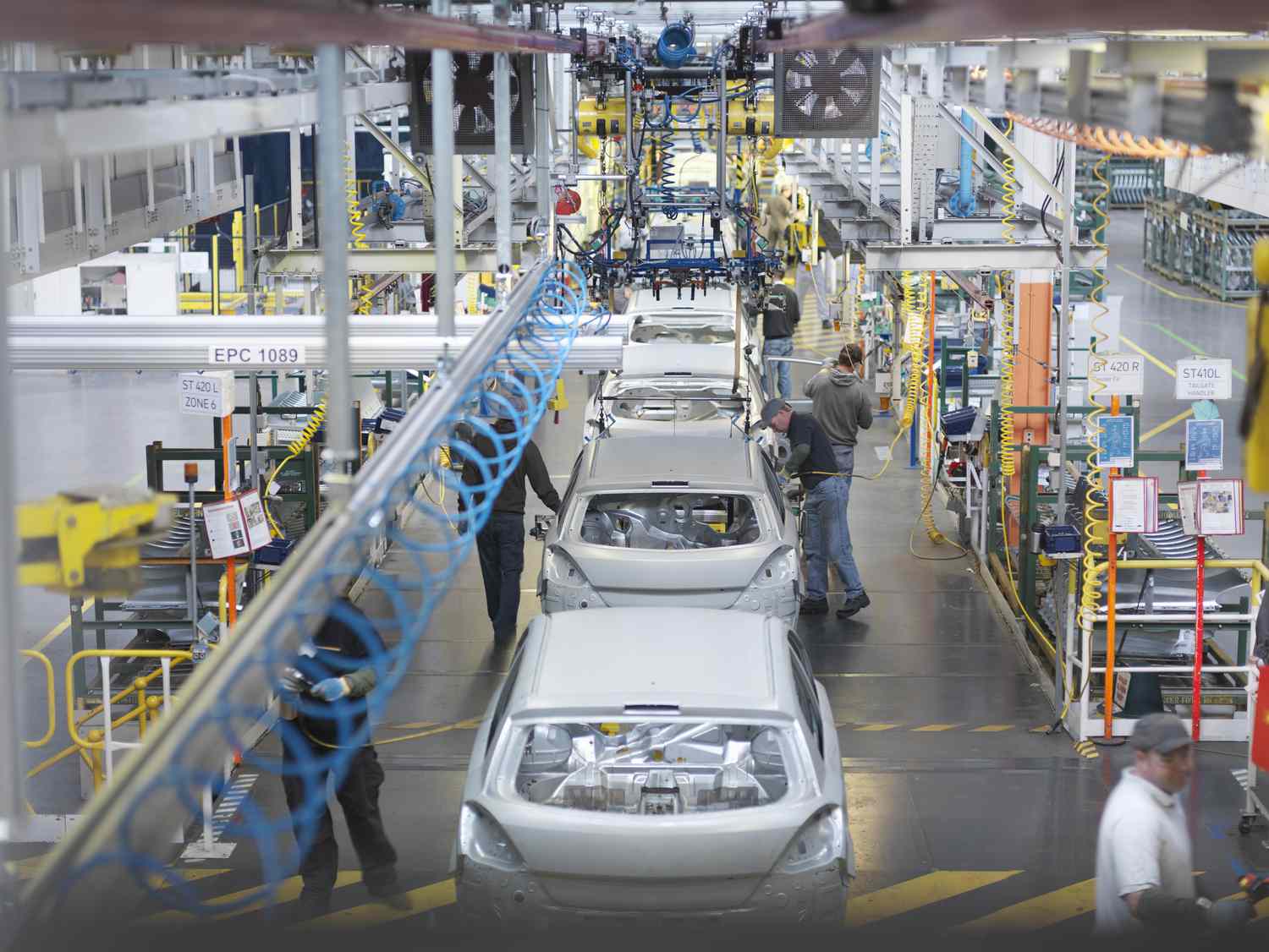 Automotive factory workers